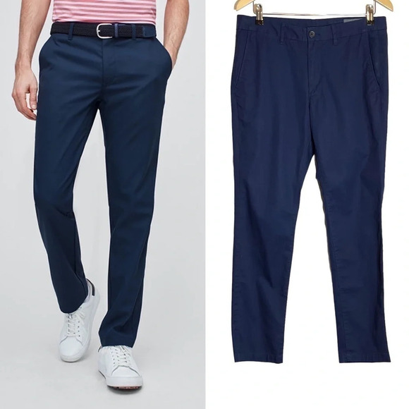 Bonobos Slim Tailored Chino Pants Size 32 Golf Preppy Washed Navy Blue - Picture 1 of 8